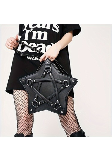 Siyah Yıldız Şekilli Omuz Çantası, Siyah