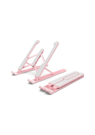6 Kademeli Ayarlanabilir Katlanabilir Taşınabilir Laptop Standı - Pembe Renk Seçeneği İle Ergonomik Ve Hafif