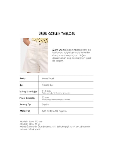 Itsbasic Kadın Kırık Beyaz 7s6-101 Midi Mom Fit Elastan Kumaş Denim Şort