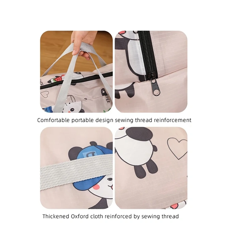 Chuangyinshop Panda Desenli Büyük Kapasiteli Katlanır Omuz Çantası Seyahat Depolama Panda Deseni