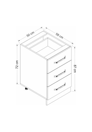 Minar Mutfak Alt Modül 3ç Nray 50cm Dolap Beyaz/dore - D1