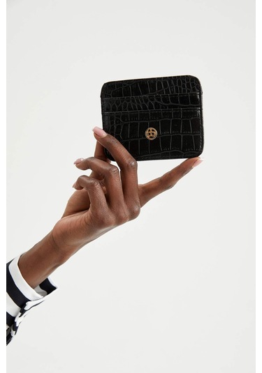 Defacto Suni Deri Croco Kadın Kartlık W2526AZNSBK27 Siyah