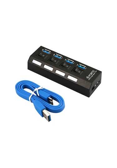 Usb 3.0 4 Port Çoklayıcı Hub Anahtarlı Işıklı On Off Chipli Model