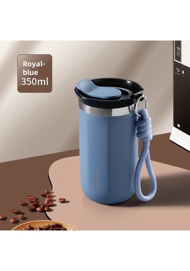 350/500 Ml Paslanmaz Çelik Yalıtımlı Kapaklı Bardak Taşınabilir Mat Siyah