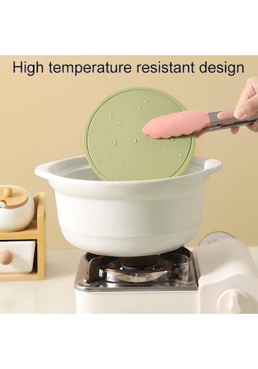 Sones Ev Yuvarlak Isı Yalıtım Matları Mutfak Yüksek Sıcaklığa Dayanıklı Silikon Ped, Renk: Tencere Ped Yeşil Diğer