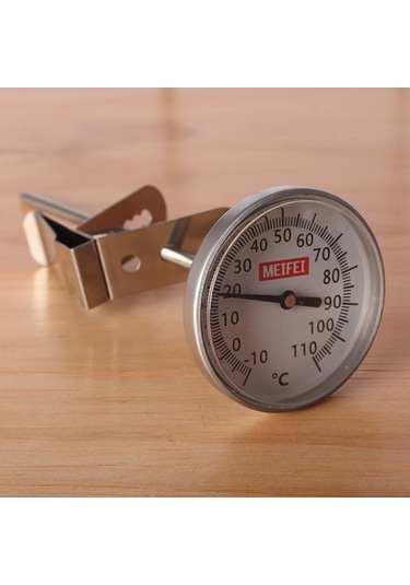 Maiyame Gümüş Büyük Ekranlı El Çekirdekli Termometre - Hızlı Ölçüm, Süt Köpüğü Ve Kahve Isısı Kontrolü, Klem İle Takılabilir -10 C/+100 C
