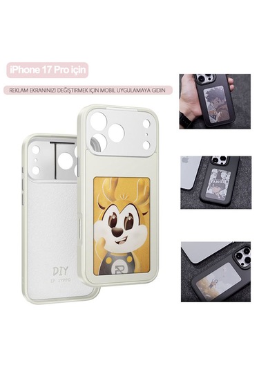 İphone 17 Pro Dört Renkli E-mürekkep Ekran Telefon Kılıfı - Beyaz Beyaz
