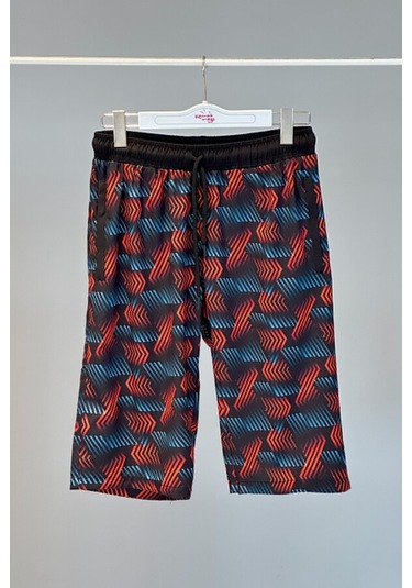 Desenli Erkek Şort Kapri Mayo Rks-04 Remsa Mayo Siyah