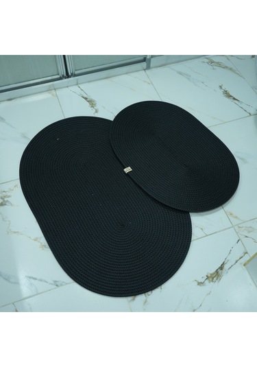 Zengin Supla 2'li Banyo Paspas Set Siyah