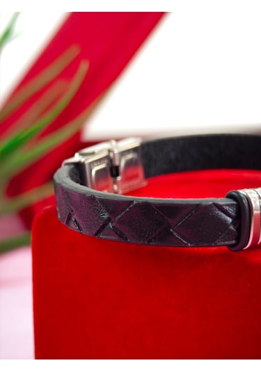 Çelik Derili Bileklik Kişiye Özel İsimli Paslanmaz Derili Çelik İsimli Bileklik 316 L Çelik Burma