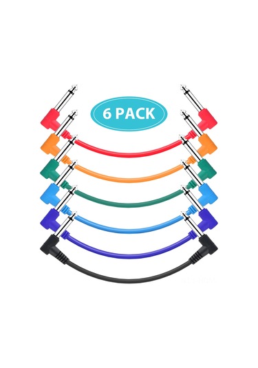 Suofeng 6.35mm Kavisli Gitar Efekt Pedalı Kablosu - 15cm Uzunluk, 6'lı Paket, Pvc Kaplama, Çok Renkli Seçenek