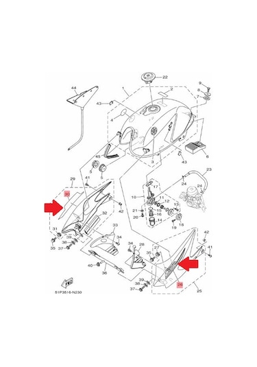 Yamaha YBR125 Esd. Depo Sticker Set Kırmızı-Siyah 51DF425550