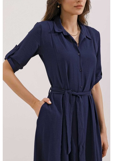 Gabria Ön Düğmeli Elbise Lacivert