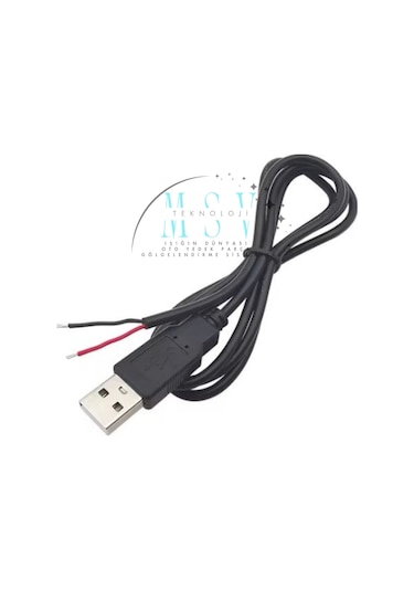 5 Volt 2 Amper 100 Cm Ucu Açık Usb Li Siyah Renk Erkek Güç Kablosu