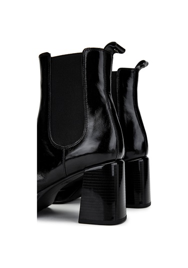 Tamer Tanca Kadın Hakiki Deri Siyah Rugan Topuklu Bot 1078 2506-07 Bn Bot Sk24-25 Sıyah Rgn SiyahRugan