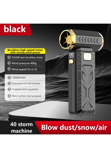 Yifomall 250000 Rpm Turbofan El Fanı - 10000mah Pil, Led Aydınlatma, 6 Rüzgar Hızı, Sürekli Hız Regülasyonu, Siyah