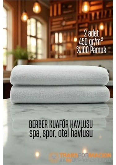 Kuaför Berber Havlusu 2 Adet Pamuk Berber Havlusu 50x90 Beyaz Beyaz