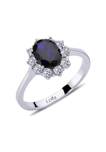 Lova Pırlantalı Oval Safir Anturaj Yüzük - 1050246