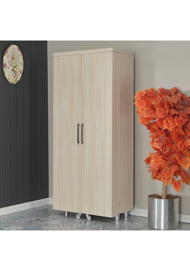 Pasific Home Guzzo Tekerlekli Kiler Çok Amaçlı Erzak Dolabı 80 cm Açık Meşe
