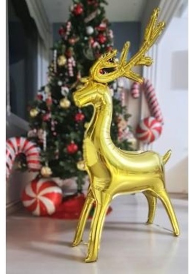 85x41,5 Cm Altın Geyik Boynuz Folyo Balon Yılbaşı Dekoratif Parti Balonu