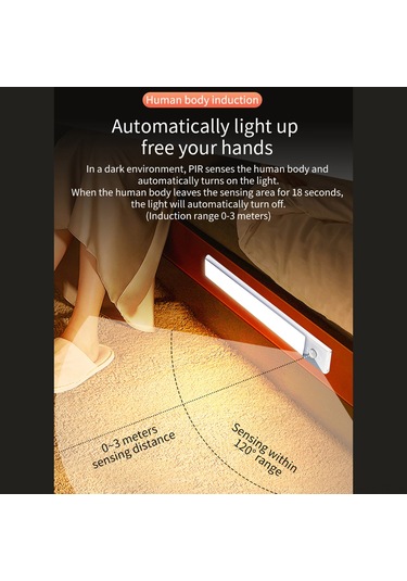 Teltree Ultra İnce 20cm Gümüş Led Gece Lambası - Vücut Ve El Tarama Algılama, Üç Renk, Işık Seviyesi Ayarlı, Otomatik Kapanma Çok Renkli