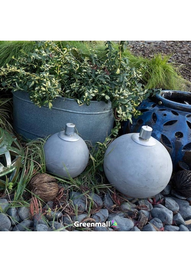 Küçük Beton Yuvarlak Mumluk Gri Çok Renkli