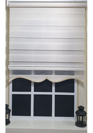 Zebra Stor Perde Bej Efekli Etek Dilimli St 002