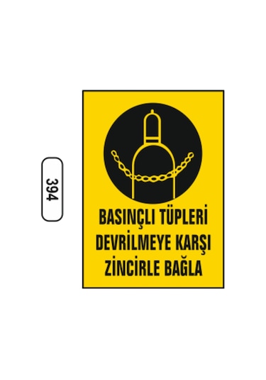 Basınçlı Tüpleri Devrilmeye Karşı Zincirle Bağla Uyarı Levhası