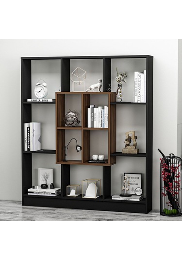 Mars Kitaplık - Siyah / Ceviz