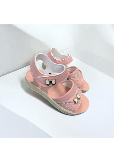 Yumuşak Taban Rahat Taşlı Tokalı Kız Çocuk Sandalet Pembe