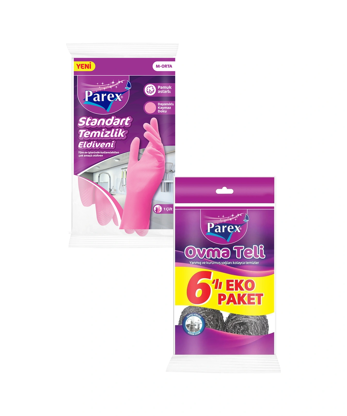 Standart Temizlik Eldiveni Ve Ovma Teli Paketi