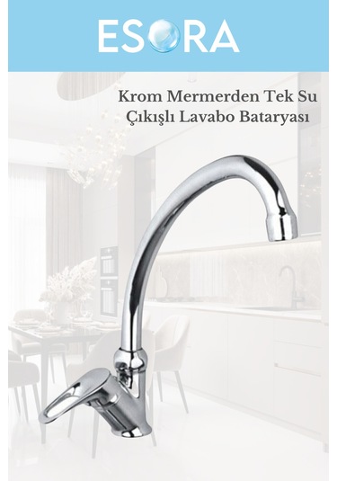 Krom Mermerden Tek Su Çıkışlı Lavabo Bataryası