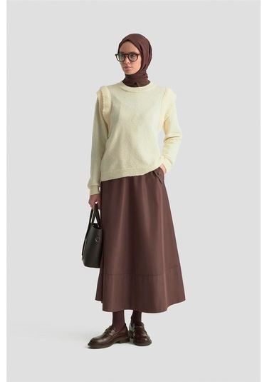 Armine Kolları Fırfırlı Kazak 25kd6012 Ekru Ekru