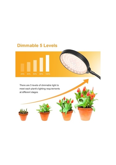 Tongxida Led Bitki Büyüme Lambası Usb Uzaktan Kumandalı Klips, Su Geçirmez Tam Spektral Doğal Beyaz Fide Işığı, 60w Dört Baş Diğer