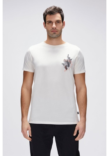 Gerald Beyaz Erkek Baskılı Tişört Beyaz