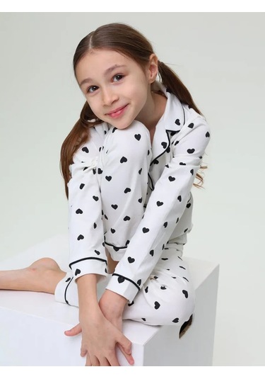 Milpat Kids Pantolonlu Ve Gömlekli Pamuklu Triko Pijama 333951609 Beyaz