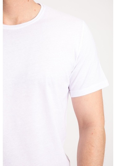 Nacar Store Erkek Lacivert Basic T-shirt Beyaz