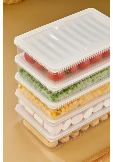 Multi Box 5 Li Set Saklama Kabı Seti - Dondurucu & Mikrodalga Uyumlu Krem