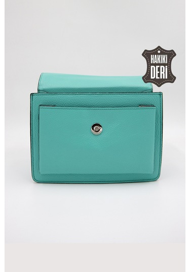 Hakiki Deri Kadın El Çantası Turkuaz Smr9022 Turkuaz
