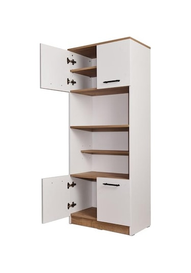 Just Home 4 Kapaklı Fırın Bölmeli Kiler Dolabı - Beyaz / Safir Meşe Beyaz / Safir Meşe
