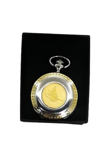 Çılgıntrend Osmanlı Tuğra Kabartmalı İsim Yazılabilir 47 MM Retro Köstekli Cep Saati