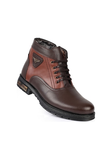 504 Soğuk Geçirmez Kürklü Erkek Bot Kahverengi