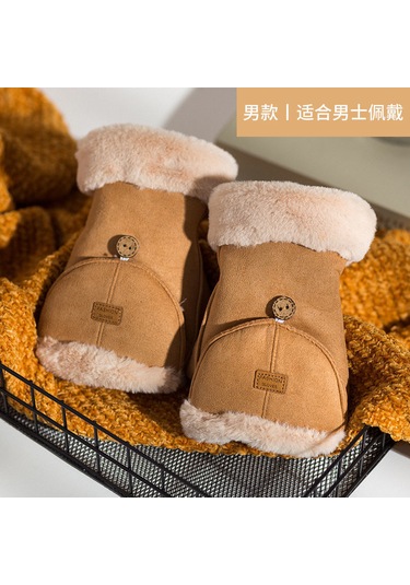 Süet İçi Kadife Sıcak Tutan Yarım Parmak Şık Kadın Eldiven Haki