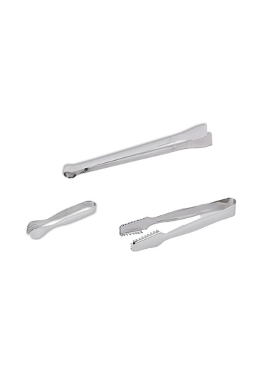 Hisar Izgara Buz Şeker Maşası - 3 Lü Maşa Seti Takımı Paslanmaz Çelik