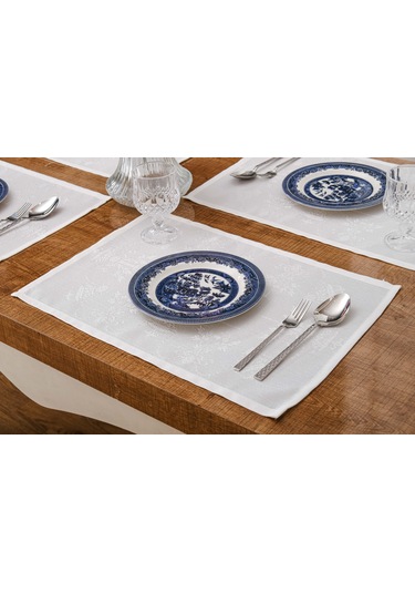 Finezza Ayda Jakar Polyester Kumaş Krem Amerikan Servis 33,5x46 cm Gri 4 Ad-1387 Krem