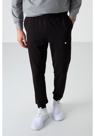 Tommy Life Gri Melanj - Siyah Casual O Yaka Lastik Paça Pamuklu Erkek Oversize Eşofman Takımı - 85120 Gri - Siyah