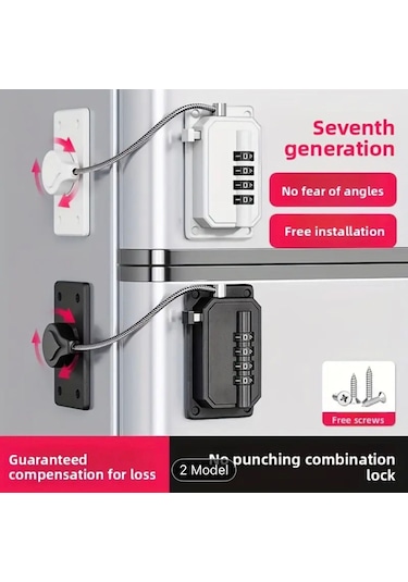 Bye Şifreli Yapışkanlı Çelik Halatlı Pvc Pencere Beyaz Çocuk Emniyet Kilidi 1 ADET