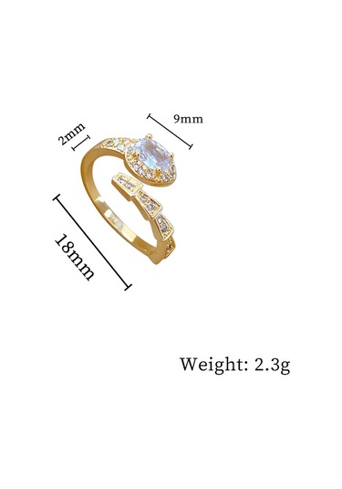 Geometrik Elmas Taşlı Yuvarlak İnci Yüzük No.59 Çok Renkli