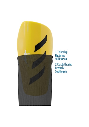 Pro Futbol Tekmeliği Çoraplı Çocuk Yetişkin Kaval Koruyucu Tekmelik Futbolcu Dizliği Sarı