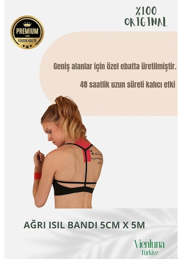 Vienluna Kas Gevşetici Esnek Eklem Omuz Ağrı Isı Bandı Mavi 5 CM x 5 M